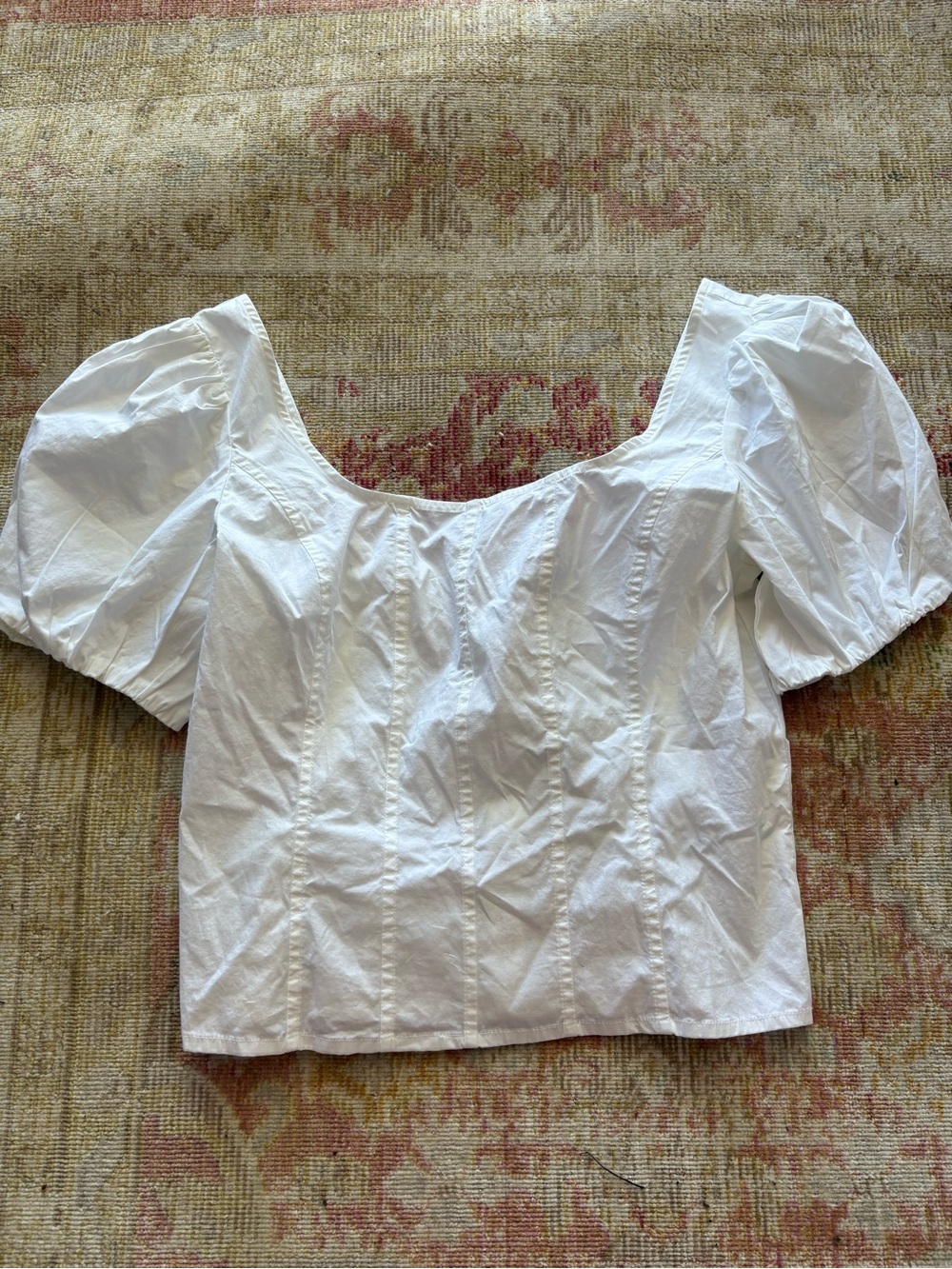J. Crew White Puff Sleeve Square-Neck Blouse NWT 6